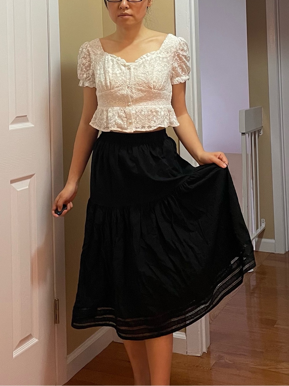 Sale by 9/30/2026- Women’s Black Tiered Midi Skirt